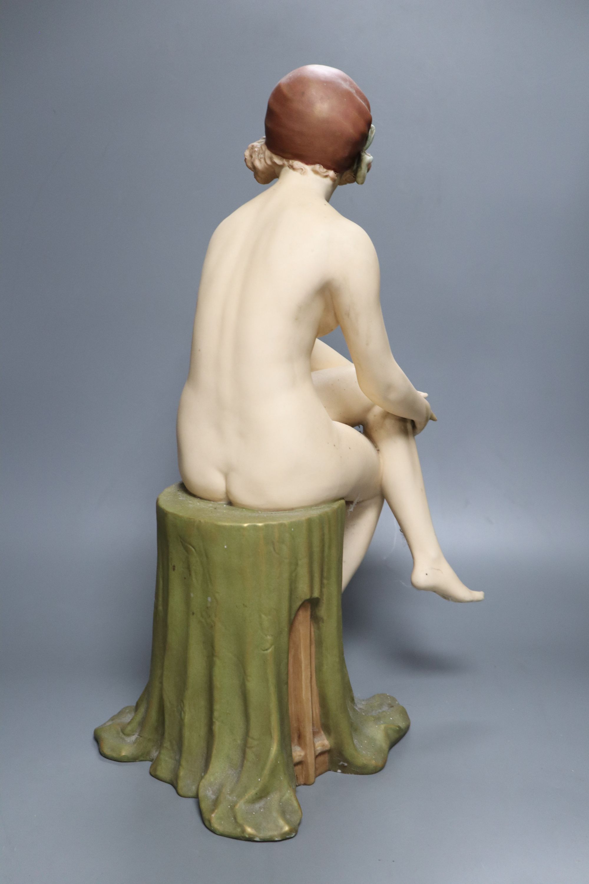 A Royal Dux figure of a nude female, height 48cm